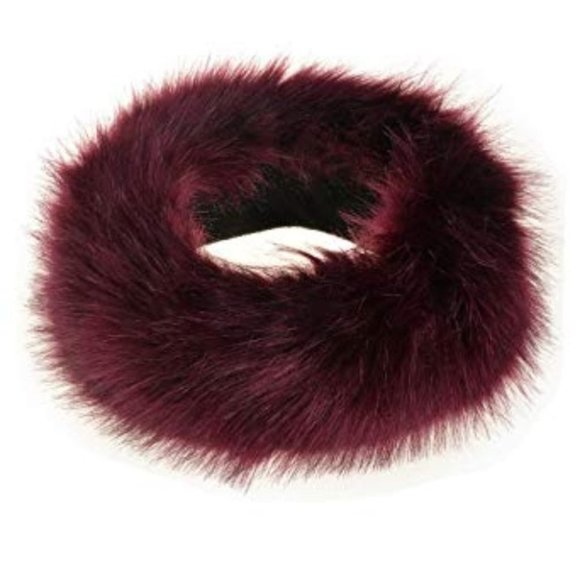 Burgundy faux fur headband - Picture 2 of 3